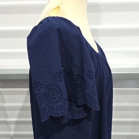 Crown & Ivy Blue Ruffled Flutter Sleeve Blouse - Picture 5 of 12
